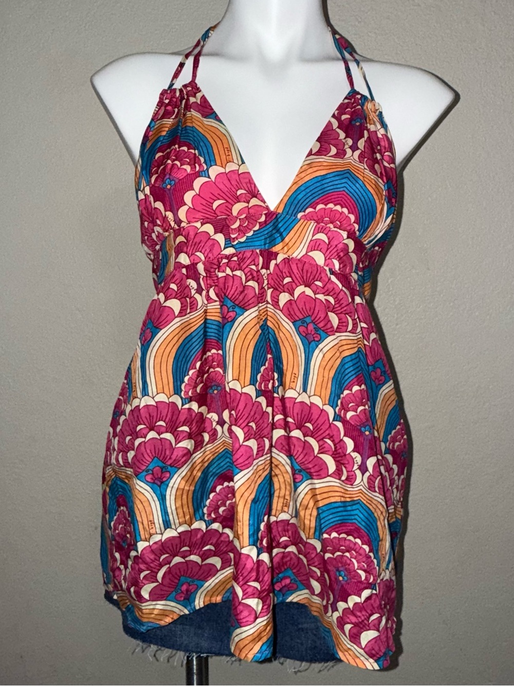 T-Bags Pink, Teal & Orange Floral Halter top